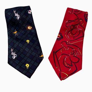 Men's Vintage Tie Bundle: Looney Tunes + Hanna Barbara Cartoon Network